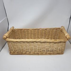 Long Wicker Basket Rectangle Light Beige Cream Color‎ Entertaining Gift Giving